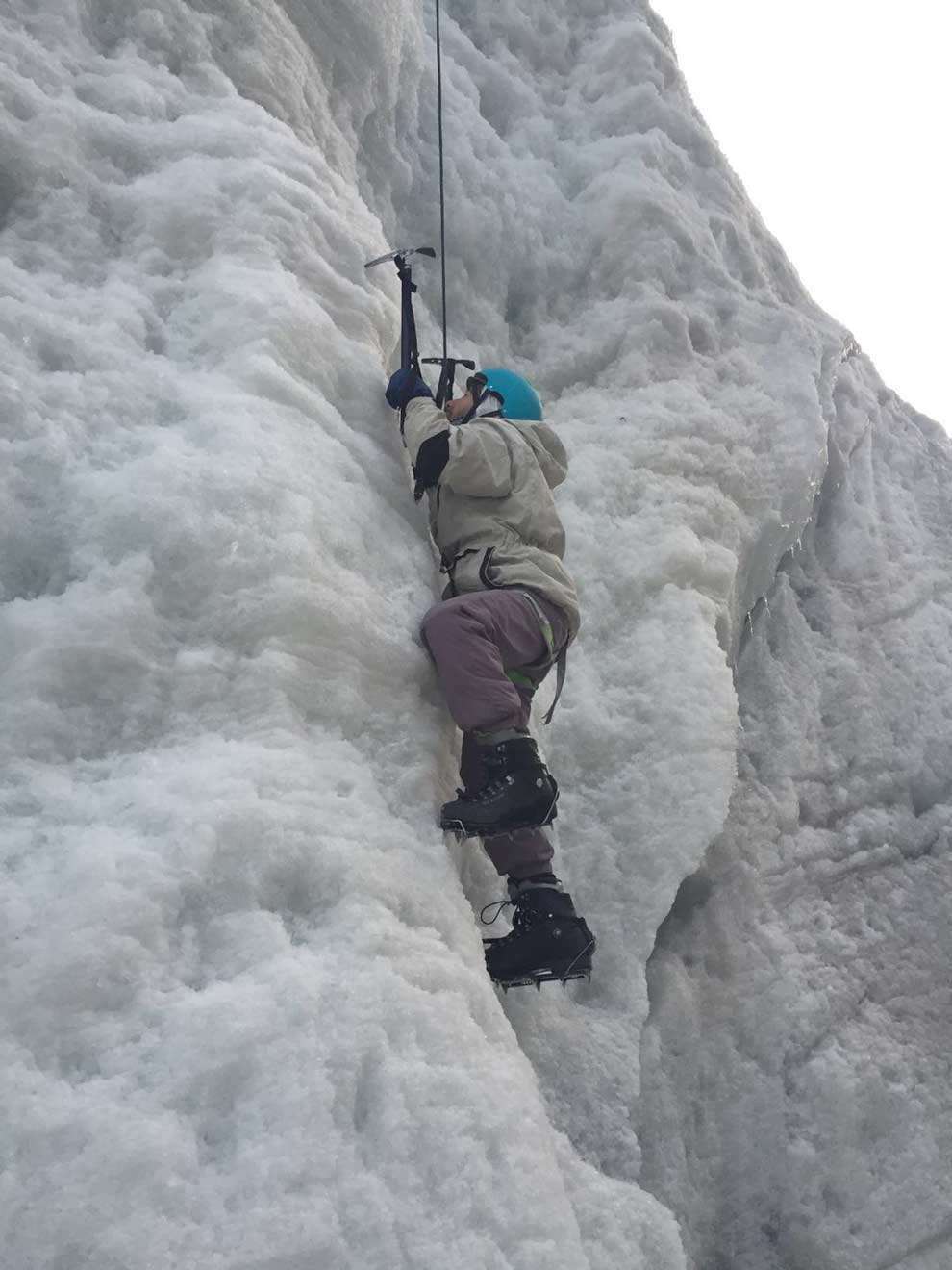 Jonathan was a BOSS on the ice wall! 