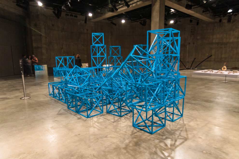 Every hour, this sculpture is rearranged by Museum workers. Constantly evolving, kinetic sculpture.