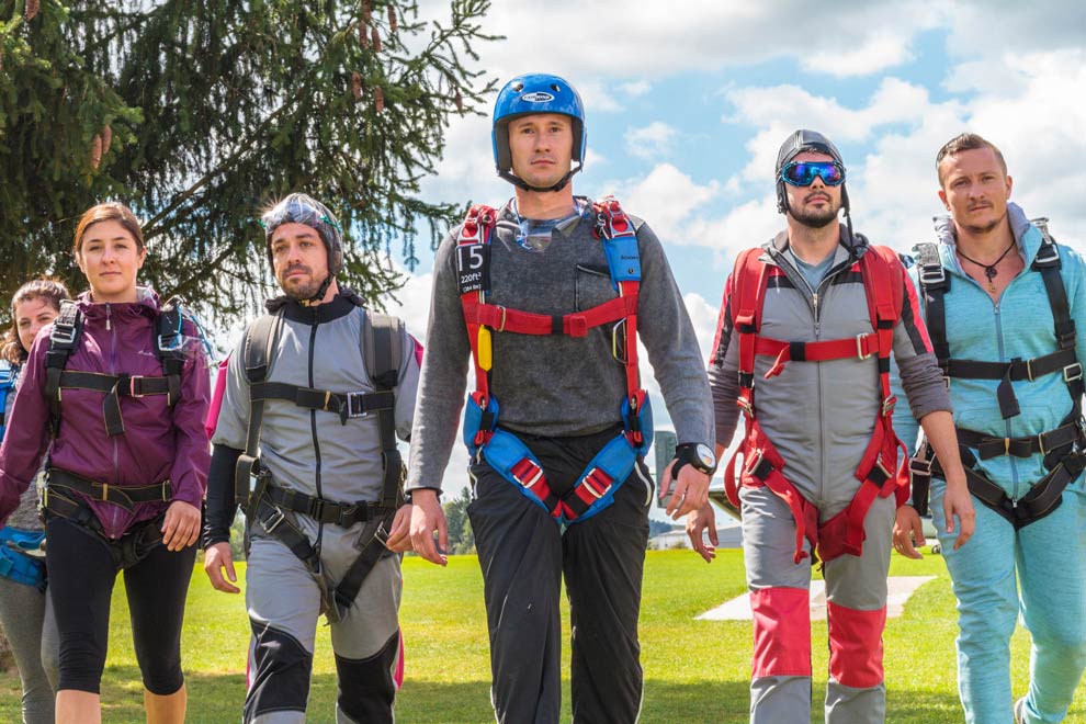 Jacek leading the group in a slow mo Top Gun style walk.