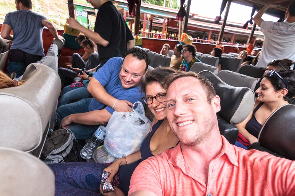 The slow boat in Laos with the Golden Shower Trio!