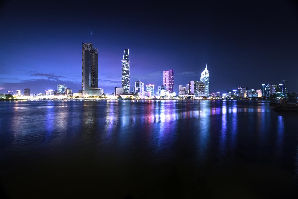 * My award winning photo of the Saigon Skyline! Check out Bonsai Cruises to book an incredible night!