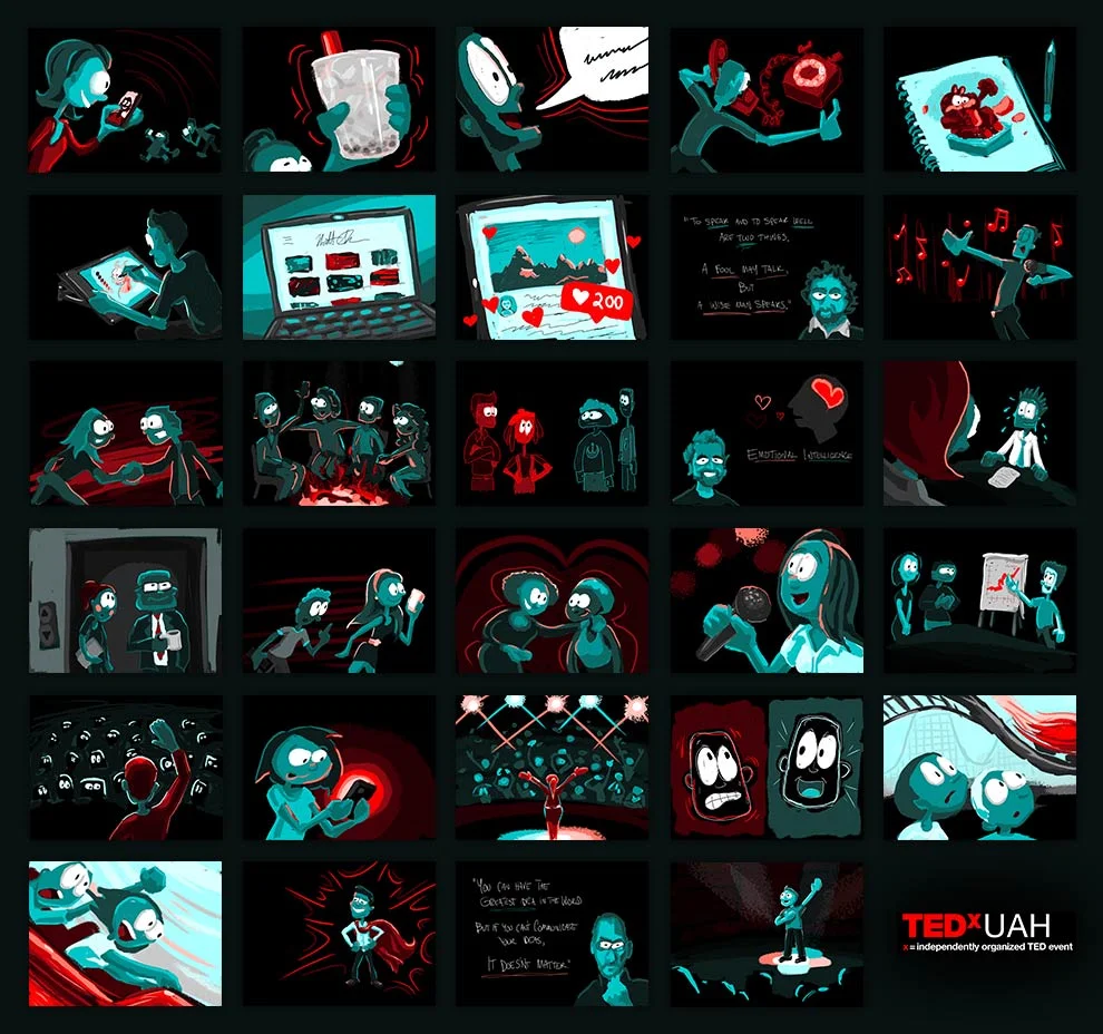 TEDx Talk: The Value of Your Voice - Storyboard Illustrations - 2018