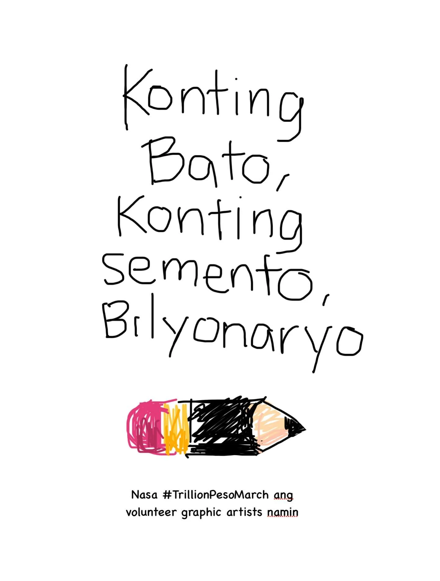 Basta bawal ang drawing! Tumindig laban sa korapsyon, para sa susunod na henerasyon!

✅ Ilabas ang SALN!

✅ Alisin ng Confidental Fund!

✅ Wakasan ang Political Dynasty!

✅ Ikulong ang Corrupt!

✅ Bomoto ng tama!

#trillionpesomarch #bahasaluneta