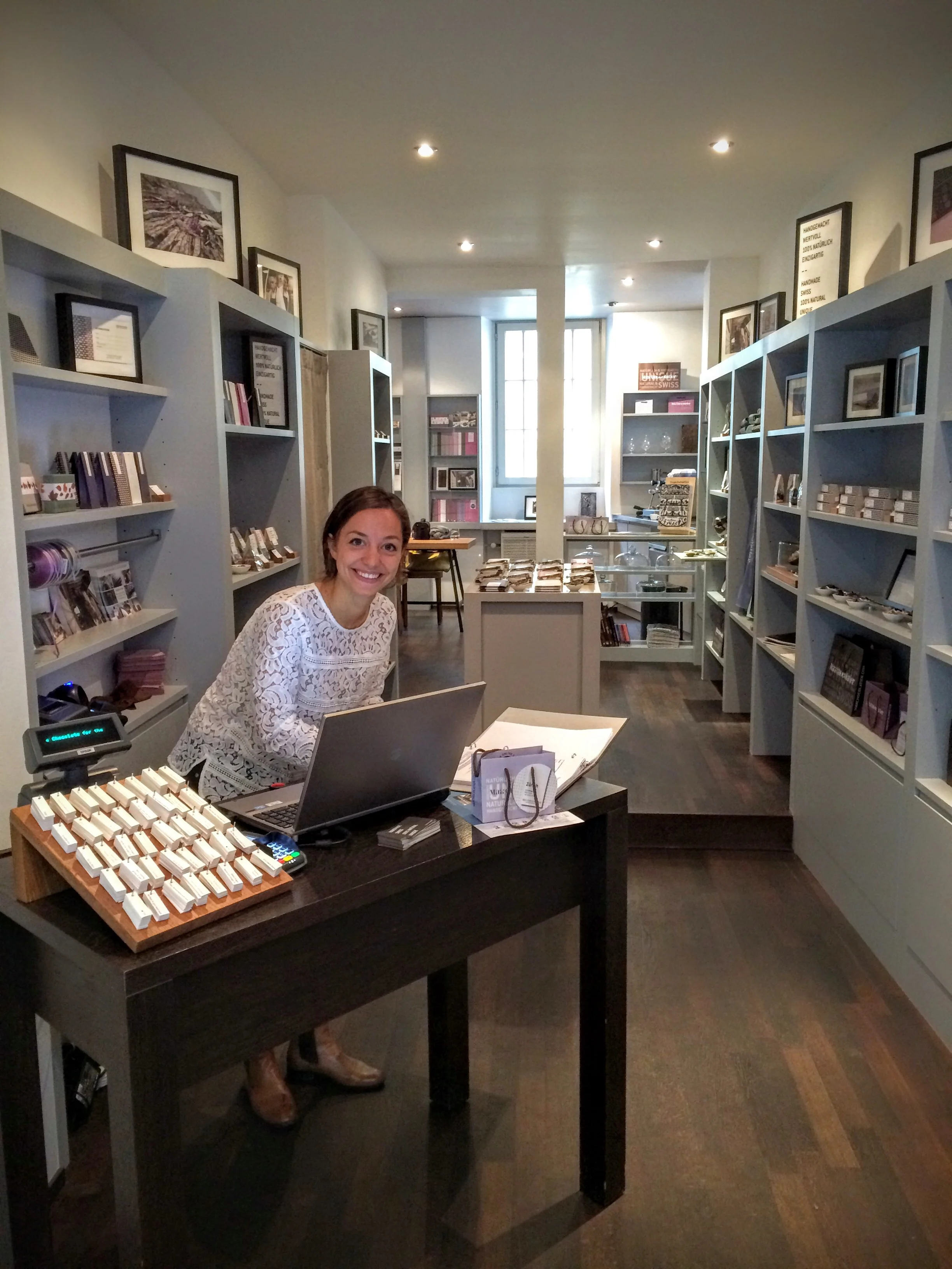 Ursina getting my vouchers ready