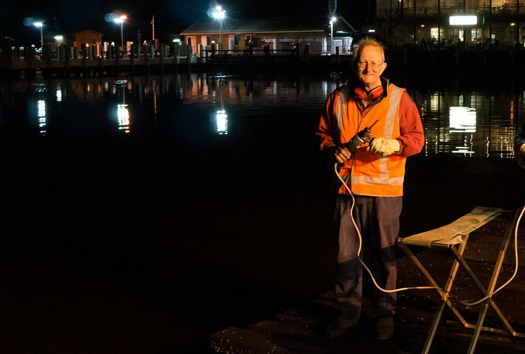 John Vos completing repair work on the WARC launch deck