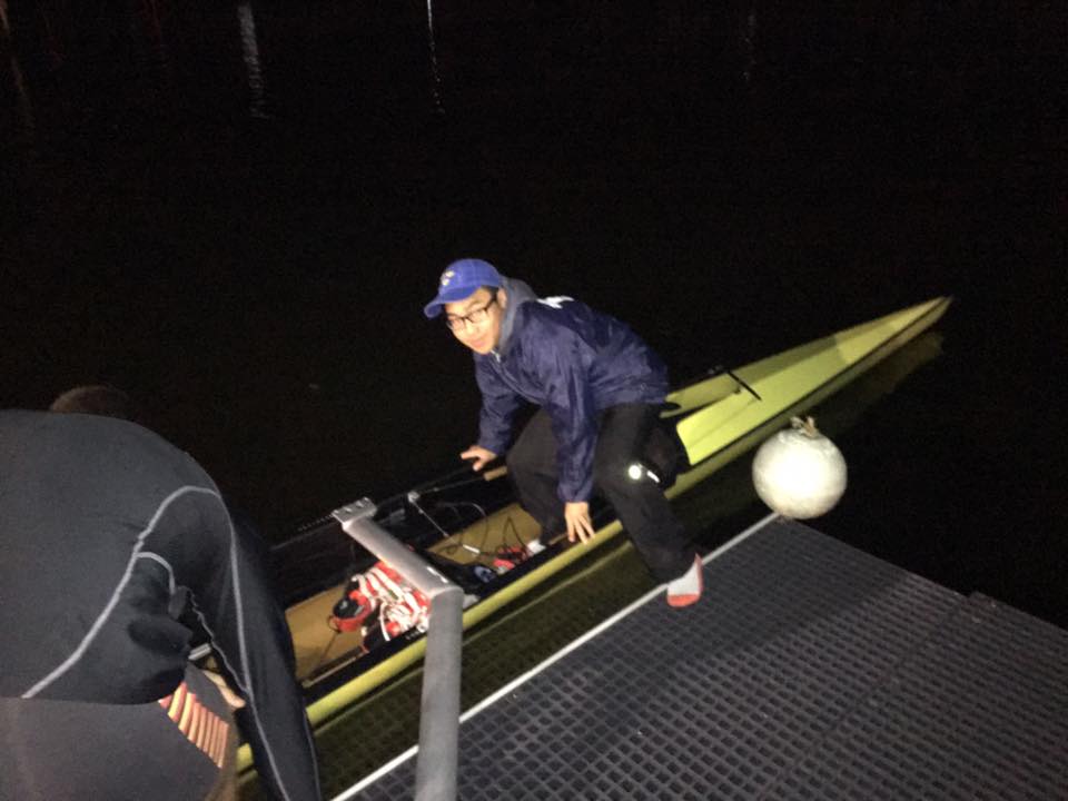 First coxswain to ever be able to launch in an eight straight off the deck. Hoorah!