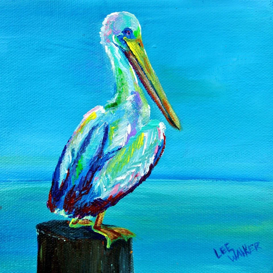 Pelican 5x5" Acrylic on Canvas$85.00