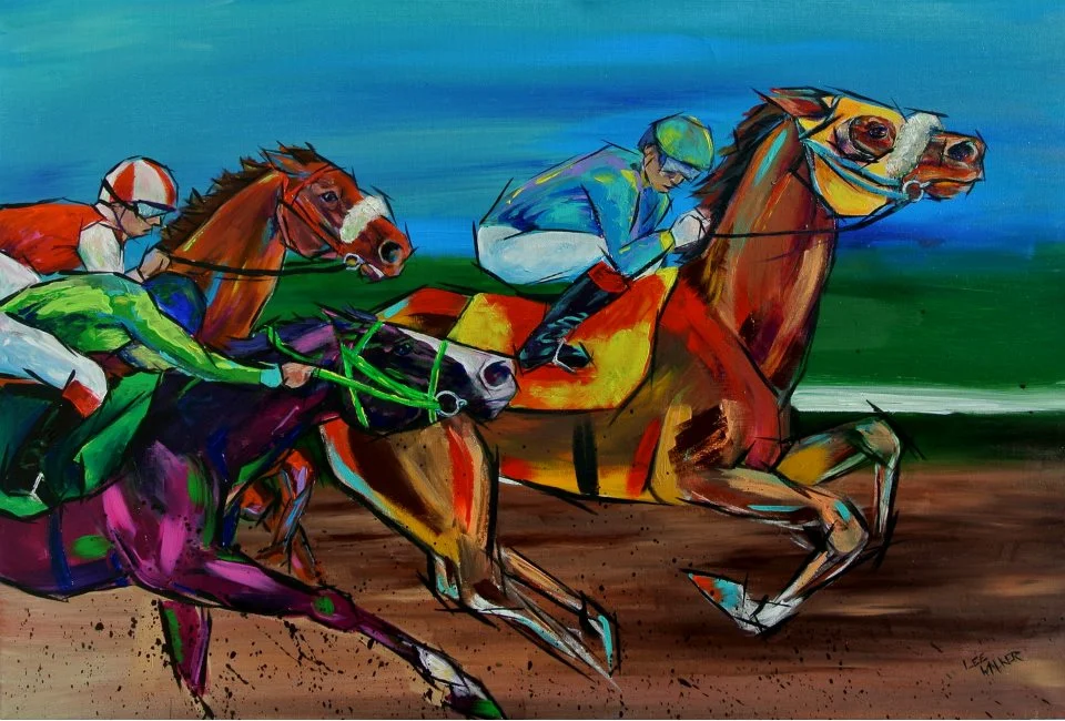 Home Stretch 24x36" Acrylic on Canvas$2100.00