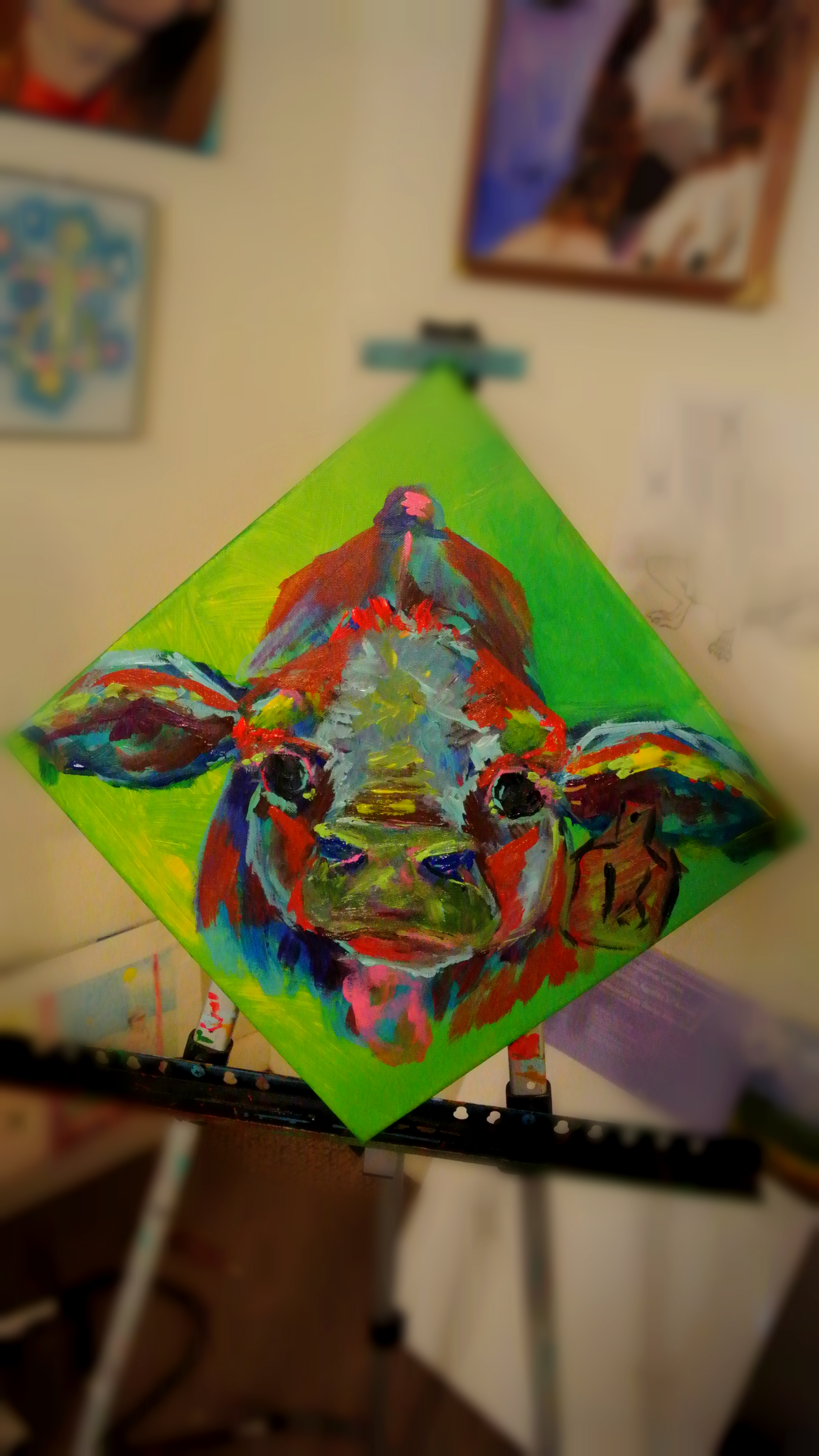 Curious Calf 12x12" $250.00