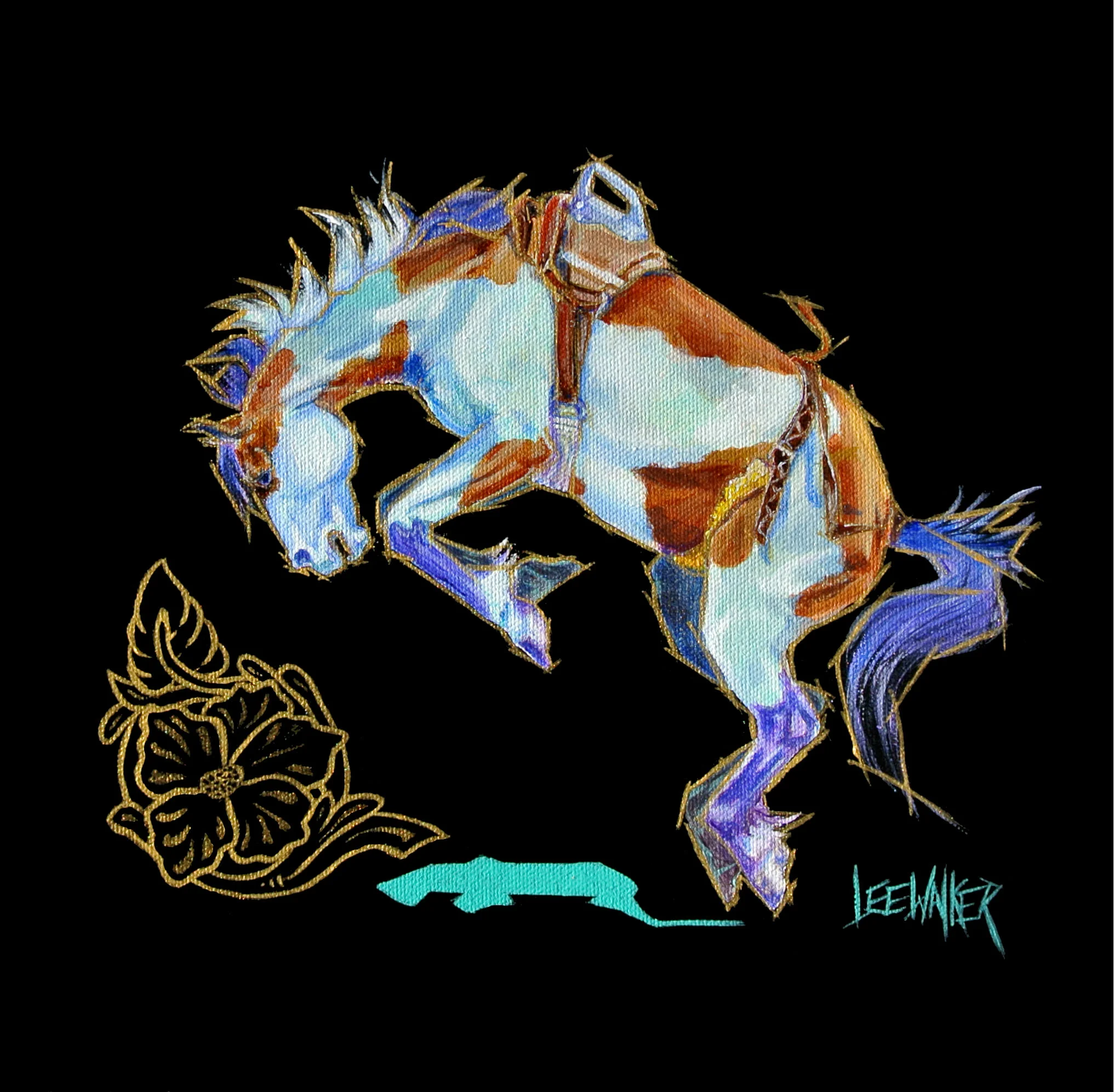 “Flower Bareback Bronc” 12x12” Acrylic