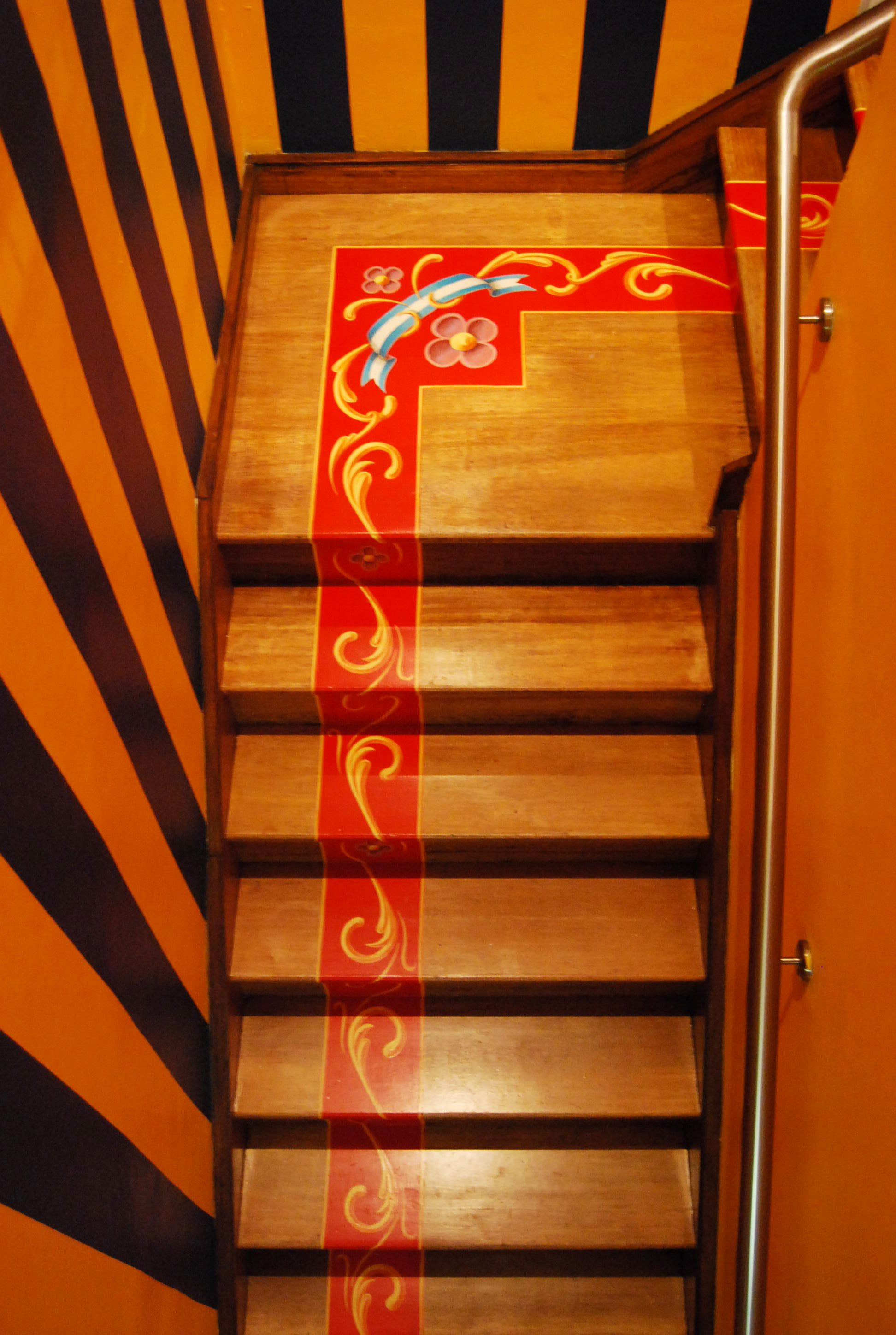  Hand painted stair detail painted in water based paint before being clear coated 