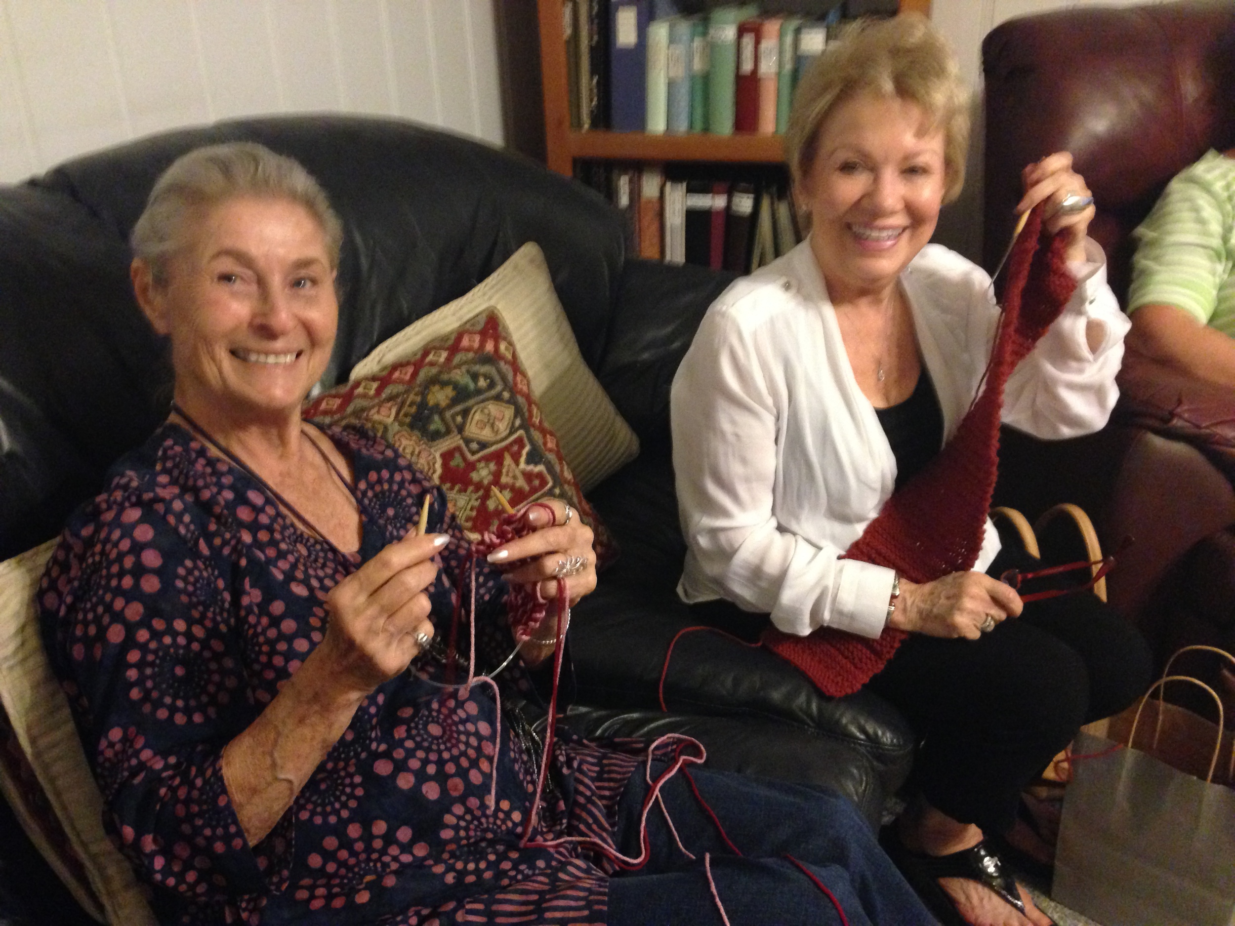 Arlene and Pearl display their work