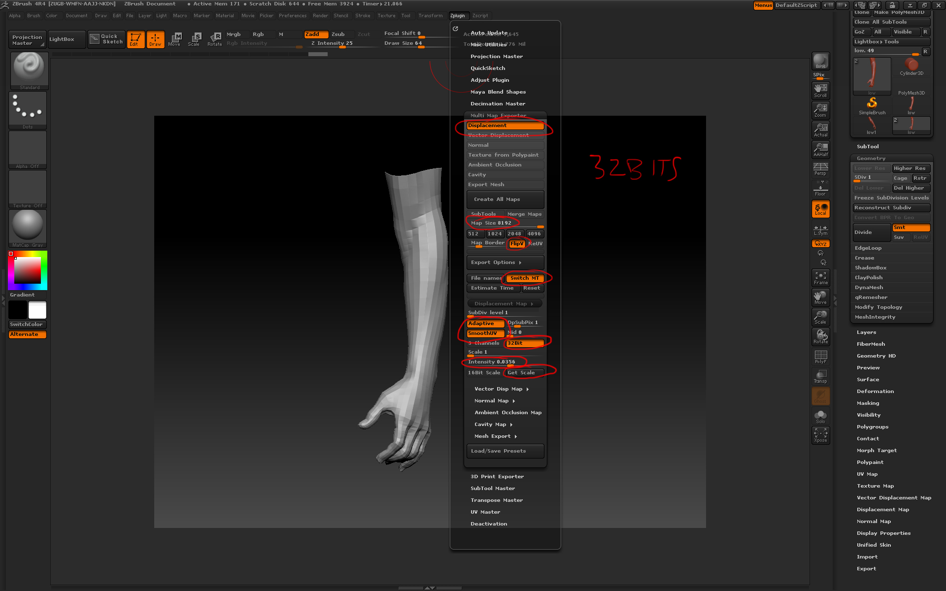 xpose settings zbrush