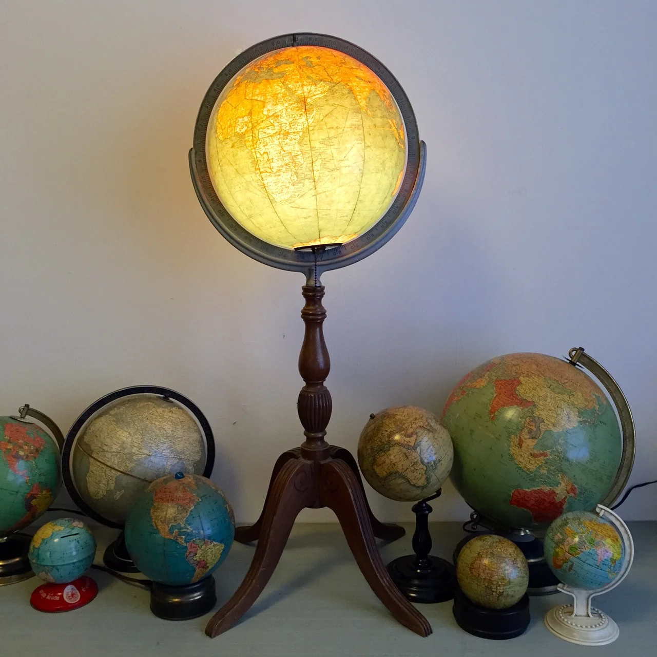 Gorgeous 12" Replogle Library Globe c1935