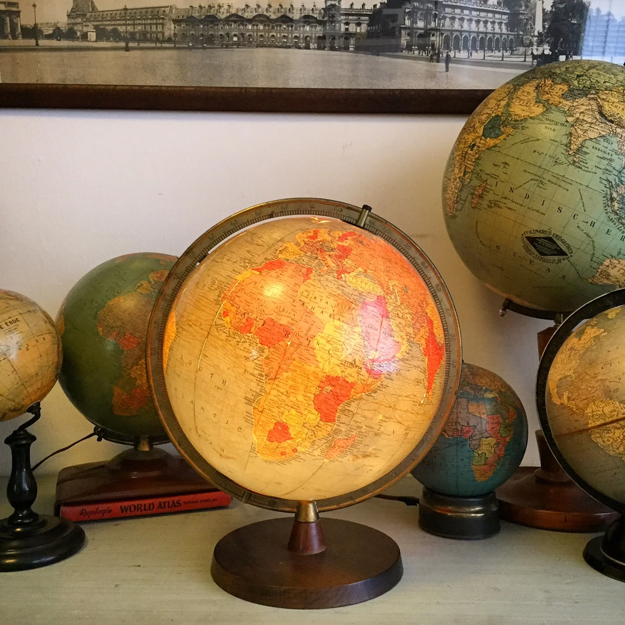 12" Illuminated Glass World Globe