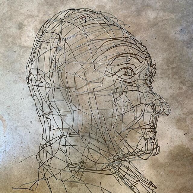 Wire sculpture of Lyndon Baines Johnson, the 36th US President. LBJ notably passed the Civil Rights Act of 1964. The wire bust was found in a barn in his hometown that belonged to a couple that worked for LBJ while he was still in the senate. DM for 