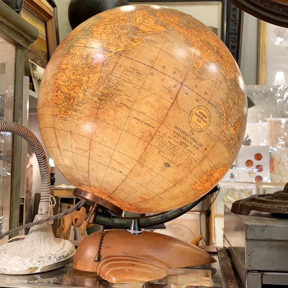 Reserved: Exceptional Weber Costello Globe with Rare Wooden 