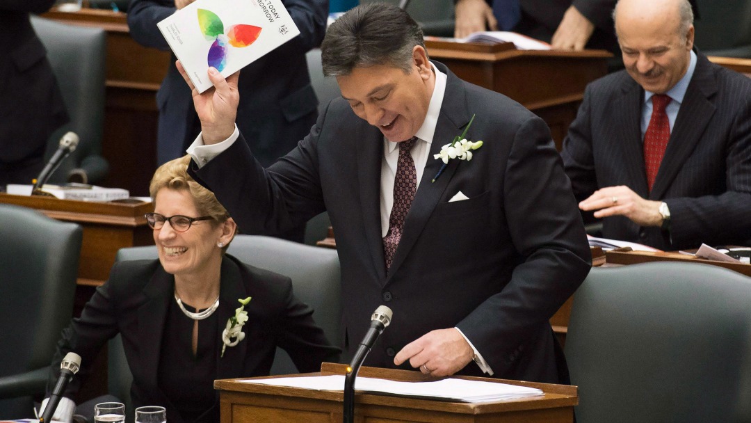 Finance Minister Charles Sousa delivering the 2016 Ontario budget at Queen's Park. (Nathan Denette/CP)