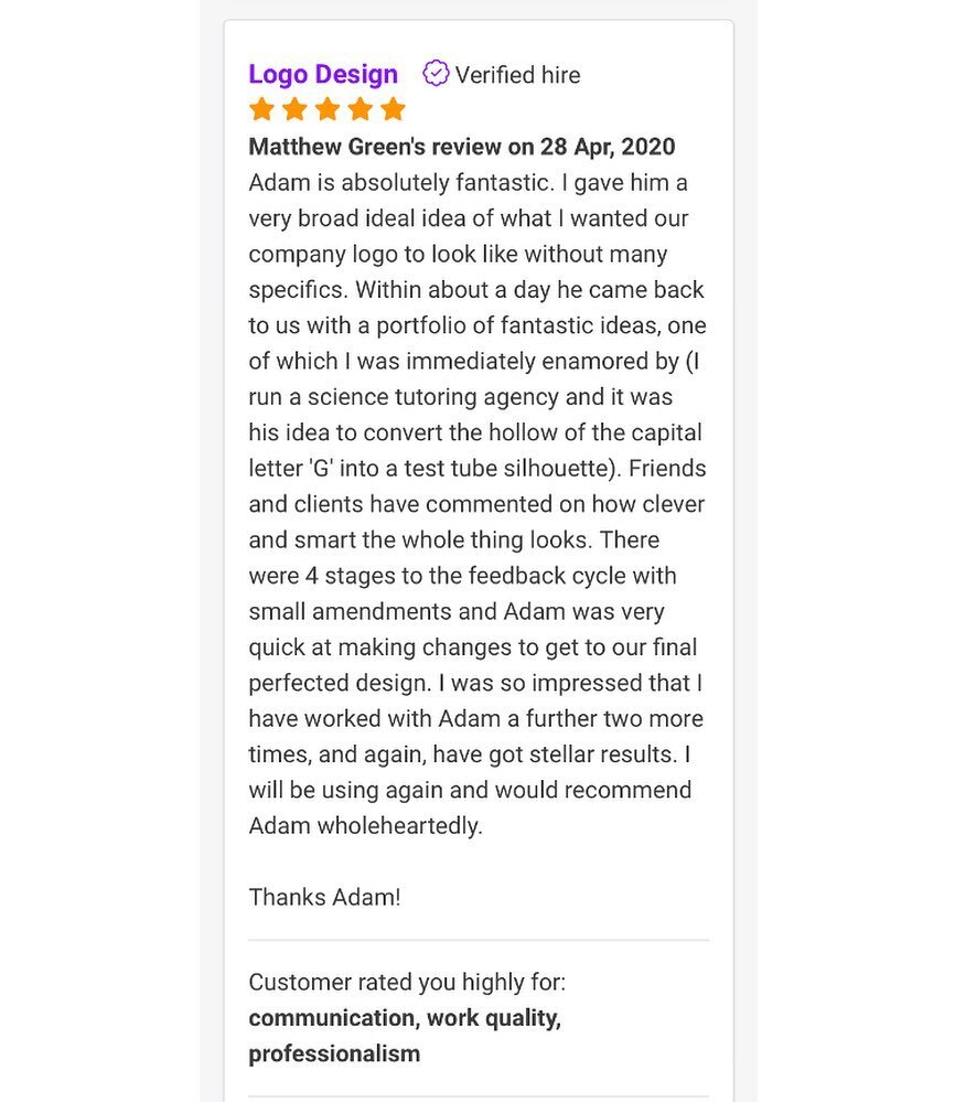 Nice little bit of feedback 😃  #work #review #graphicdesigner #5star #design #feedback #lockdown