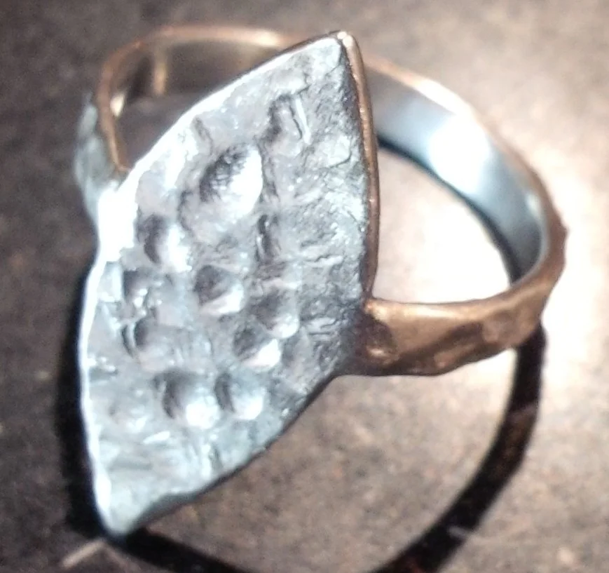 Textured silver shield ring - BUY