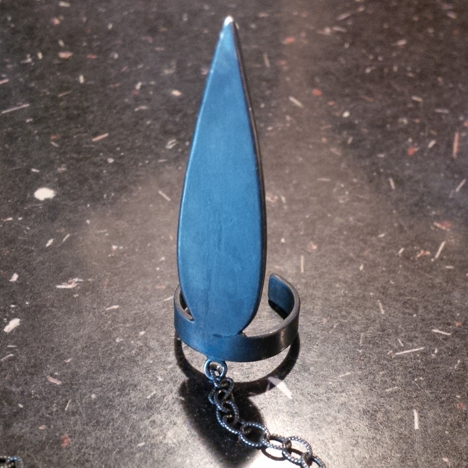 Oxidised pointed joined ring and bracelet - BUY