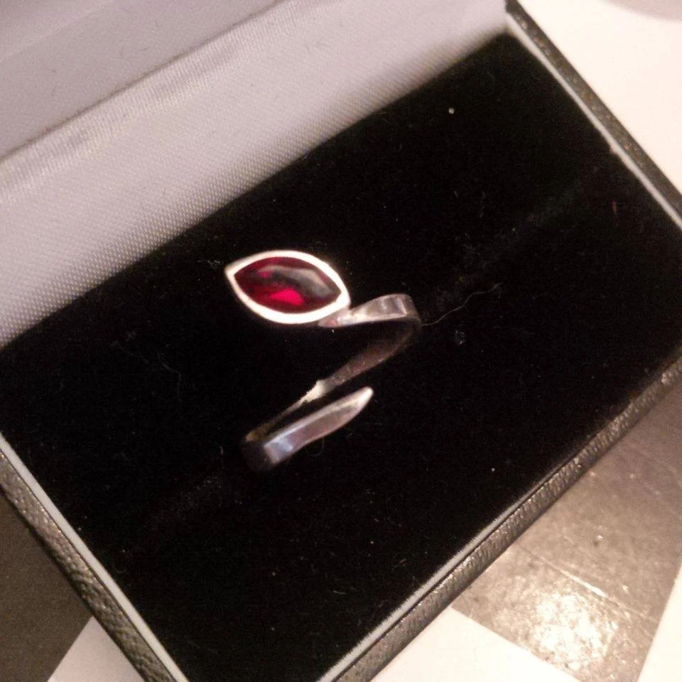 Silver ring with marquise cut garnet- BUY