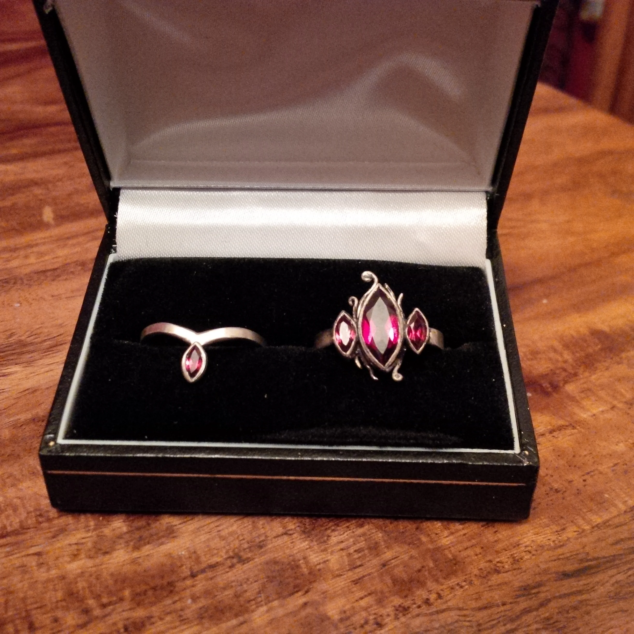Silver rings with marquise cut garnets - NOT FOR SALE