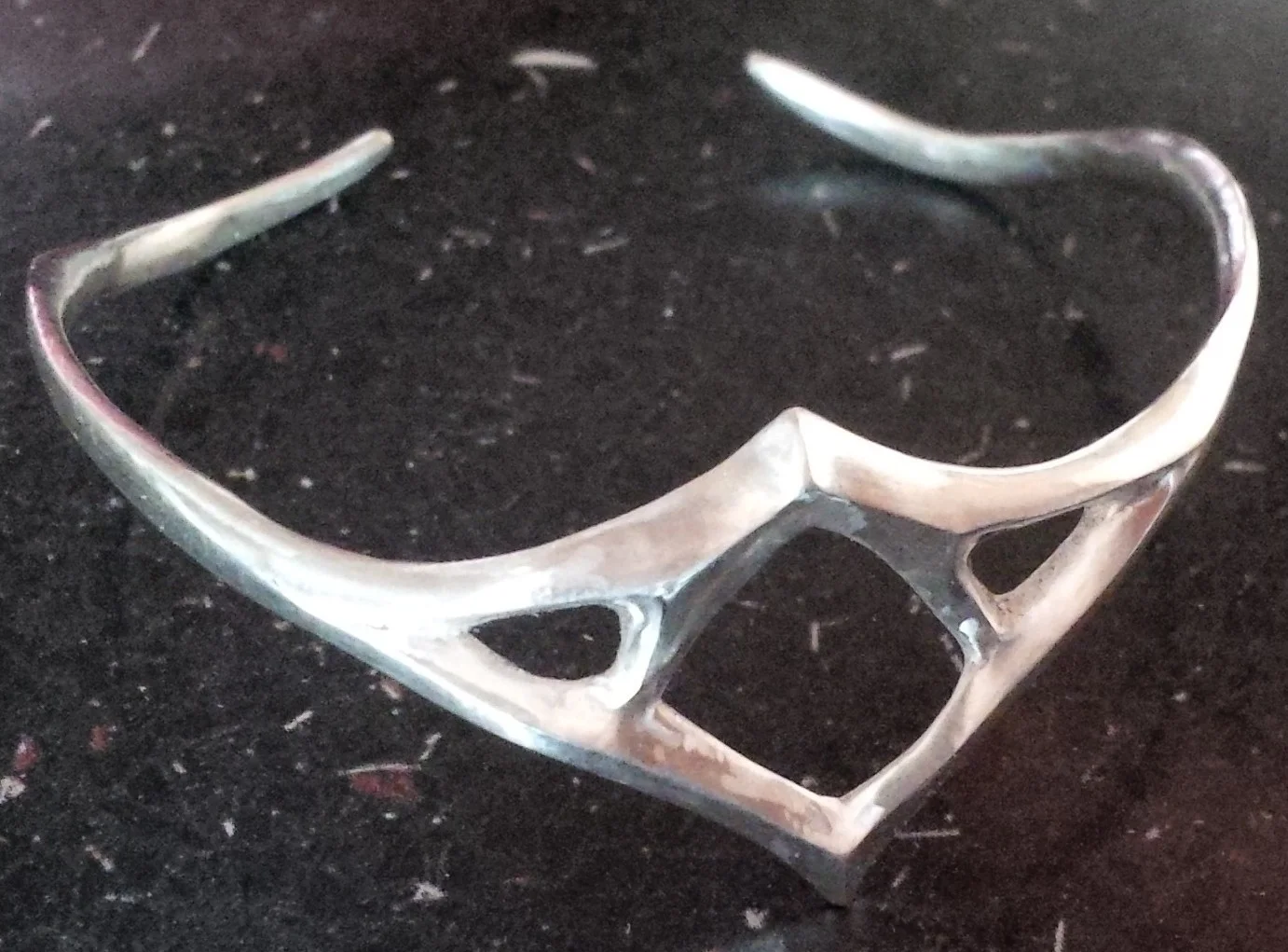 Silver hand-carved bracelet