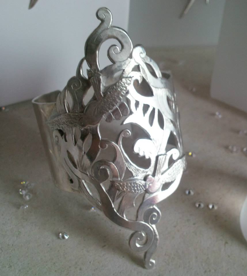 Silver hand-carved and hand-engraved cuff - SOLD