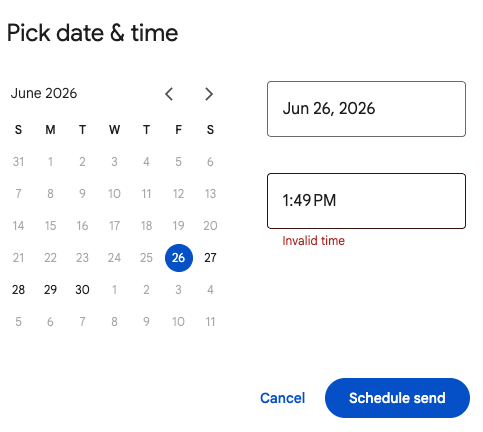 Invalid time