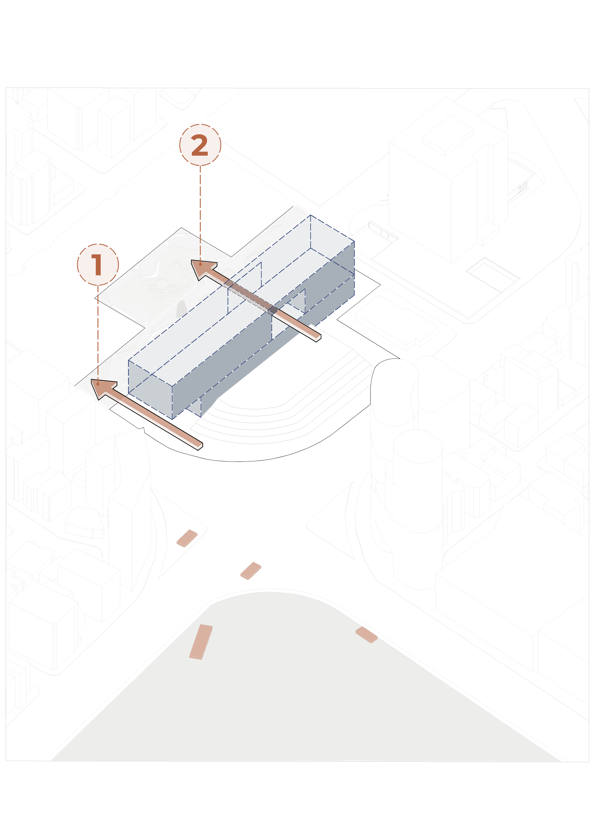 Diagrama 4 del Partido Conceptual  de la propuesta de Endara Arquitectos para el Concurso Internacional de Anteproyectos del Museo Nacional del Ecuador, proyecto finalista entre los 17 equipos seleccionados.
