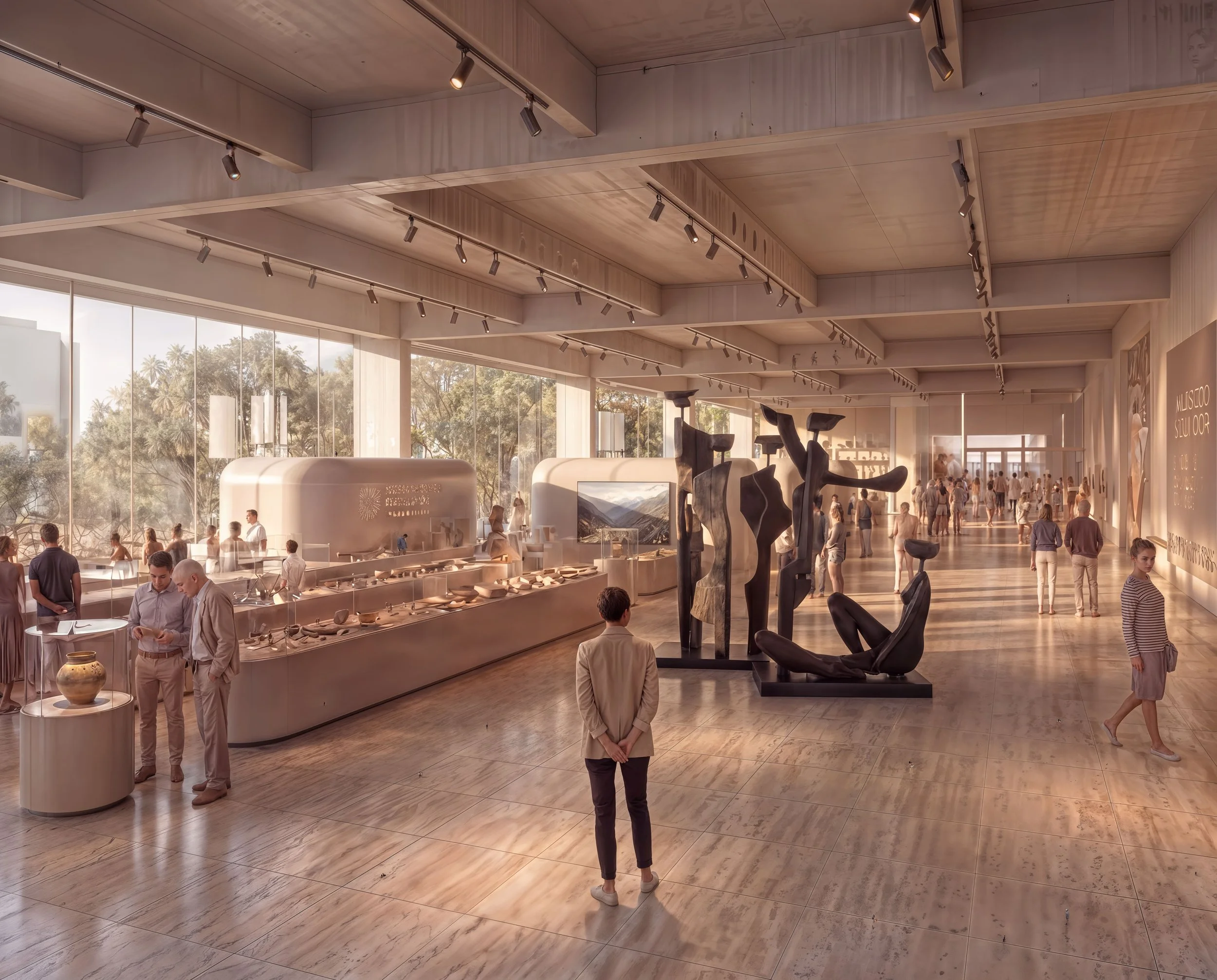 Vista del Piano Nobile de la propuesta de Endara Arquitectos para el Concurso Internacional de Anteproyectos del Museo Nacional del Ecuador, proyecto finalista entre los 17 equipos seleccionados.