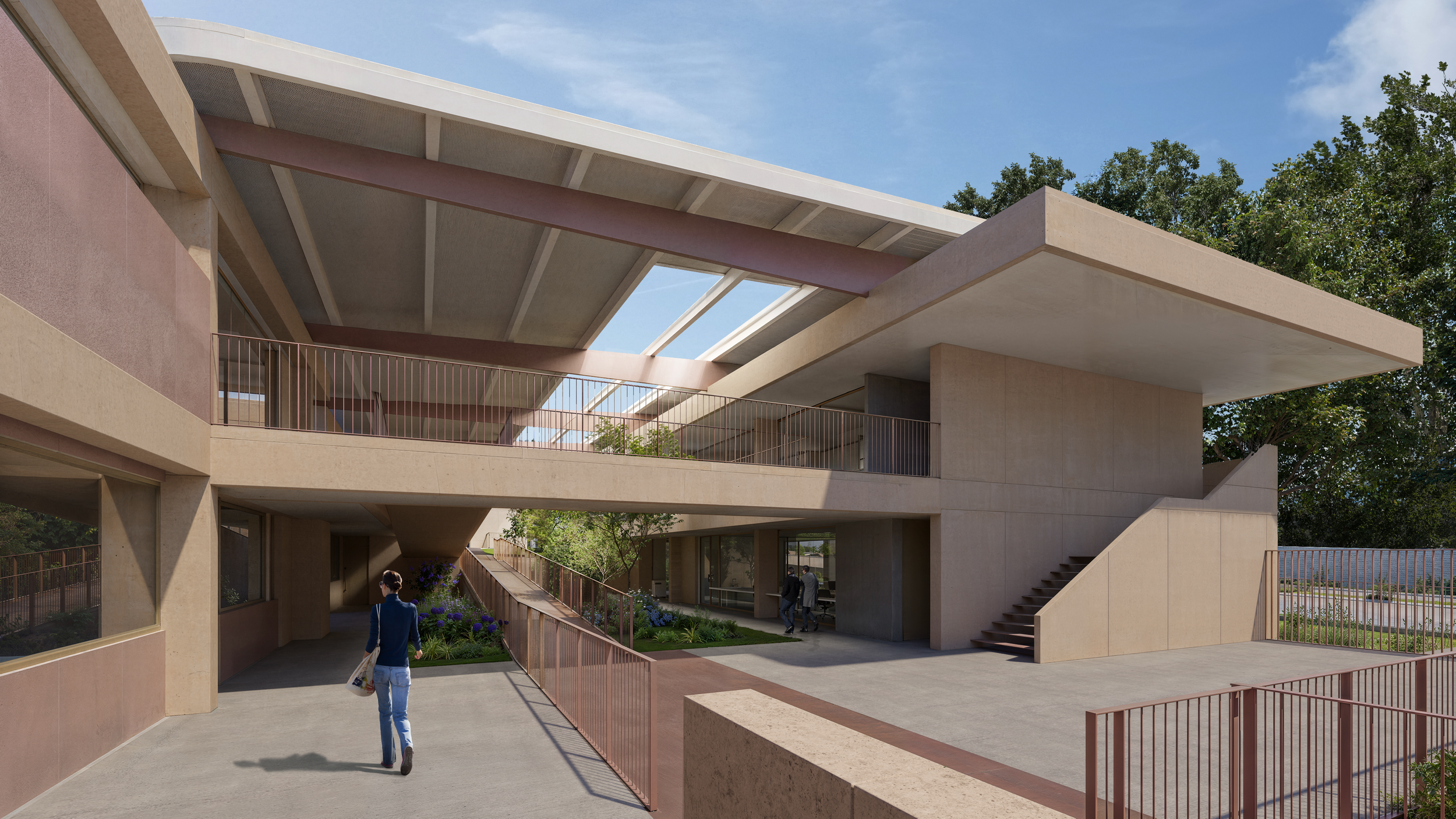 Vista de secundaria,  del Nuevo Colegio Americano de Quito – Campus Puembo. Endara Arquitectos.