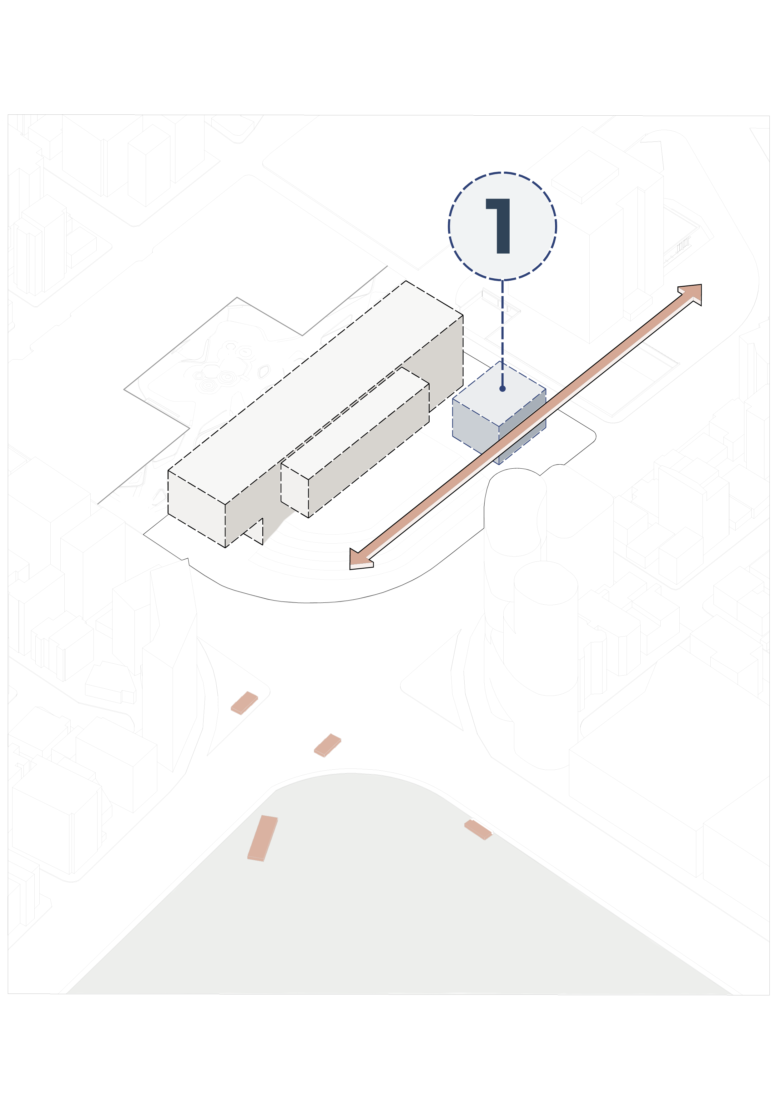Diagrama 6 del Partido Conceptual  de la propuesta de Endara Arquitectos para el Concurso Internacional de Anteproyectos del Museo Nacional del Ecuador, proyecto finalista entre los 17 equipos seleccionados.