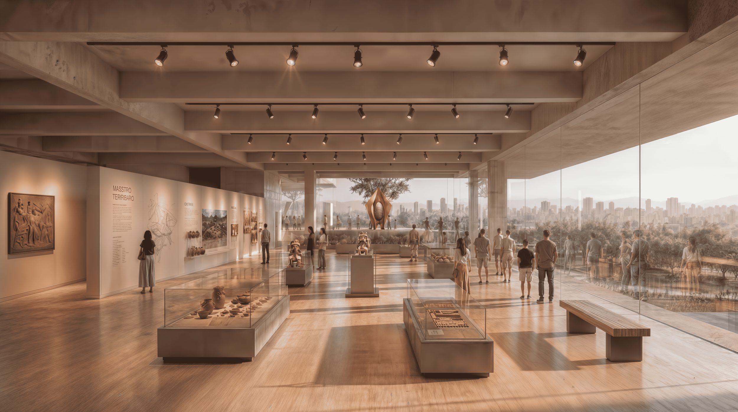 Vista del balcón introductorio  de la propuesta de Endara Arquitectos para el Concurso Internacional de Anteproyectos del Museo Nacional del Ecuador, proyecto finalista entre los 17 equipos seleccionados.
