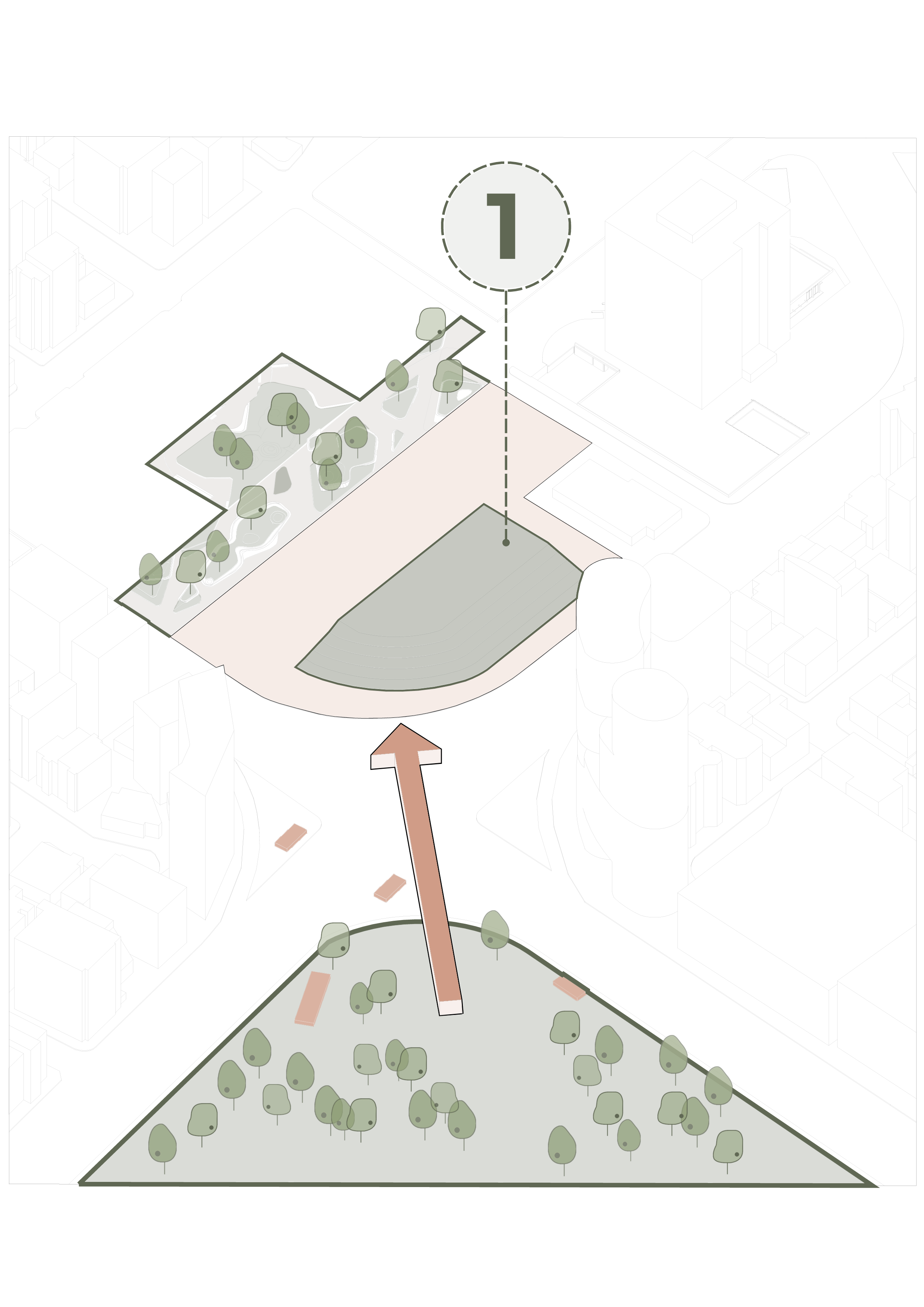 Diagrama 2 del Partido Conceptual  de la propuesta de Endara Arquitectos para el Concurso Internacional de Anteproyectos del Museo Nacional del Ecuador, proyecto finalista entre los 17 equipos seleccionados.