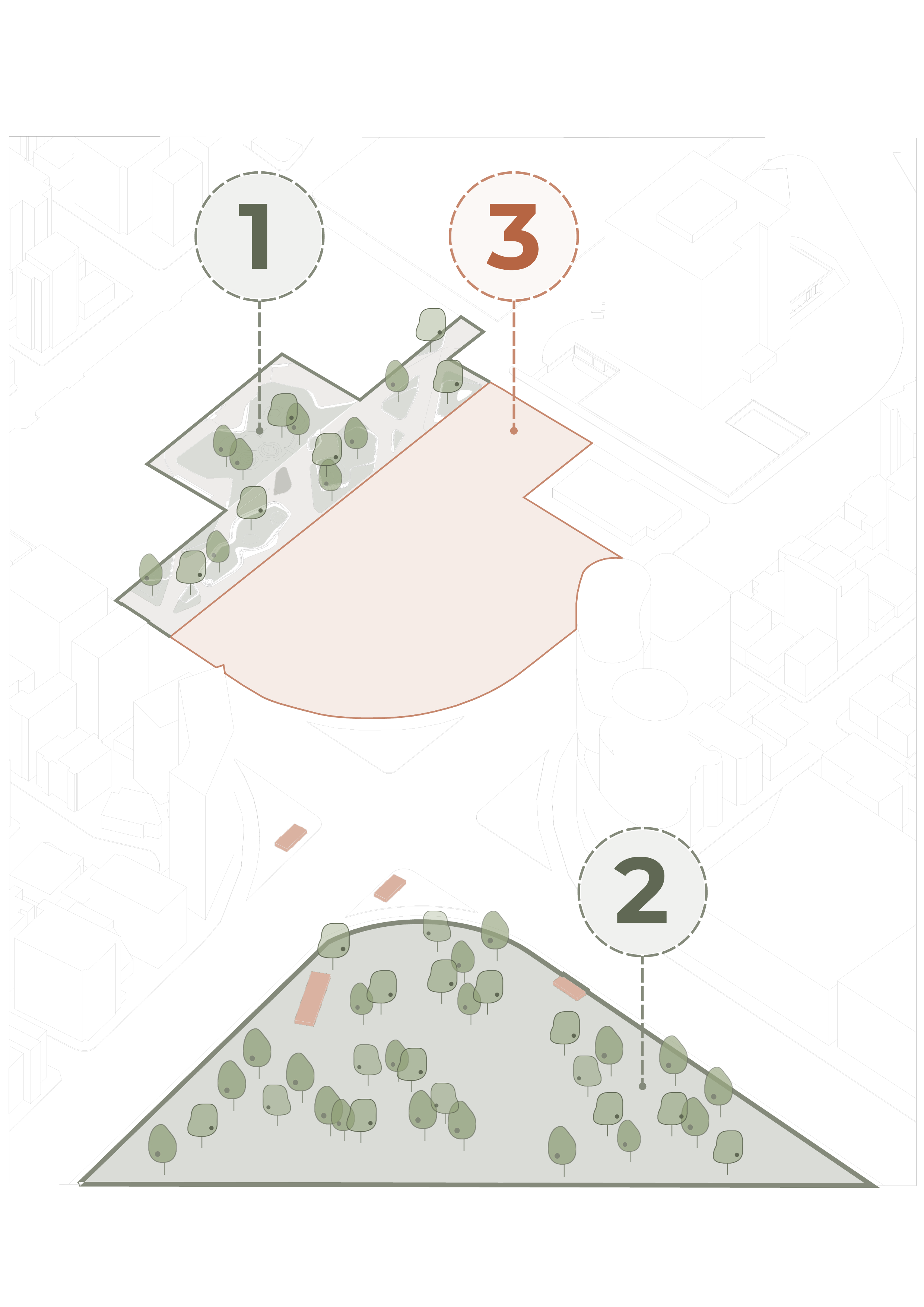 Diagrama 1 del Partido Conceptual  de la propuesta de Endara Arquitectos para el Concurso Internacional de Anteproyectos del Museo Nacional del Ecuador, proyecto finalista entre los 17 equipos seleccionados.