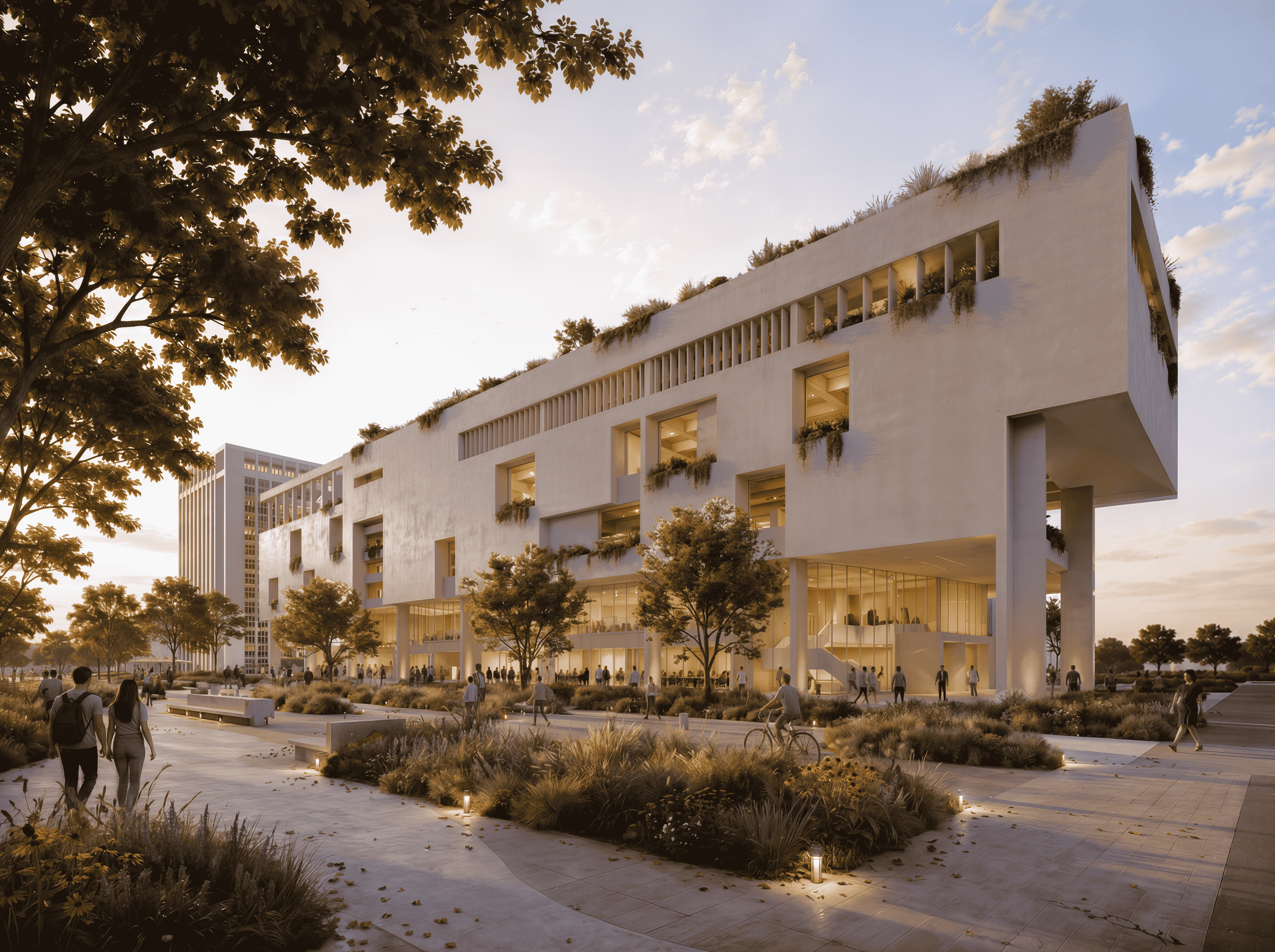 Vista de la fachada boulevard de la propuesta de Endara Arquitectos para el Concurso Internacional de Anteproyectos del Museo Nacional del Ecuador, proyecto finalista entre los 17 equipos seleccionados.