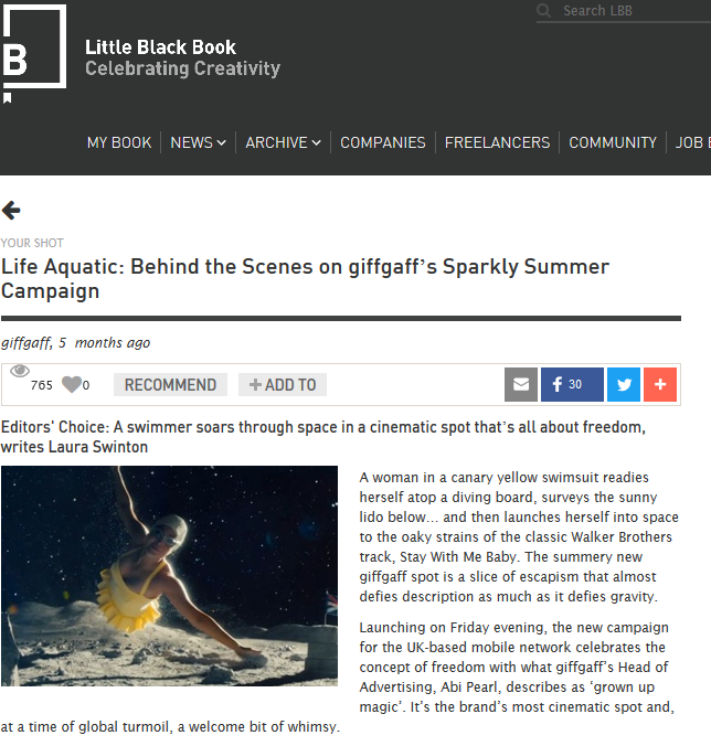 LBB Editor's Choice: Behind the Scenes on giffgaff's Sparkly Summer Campaign