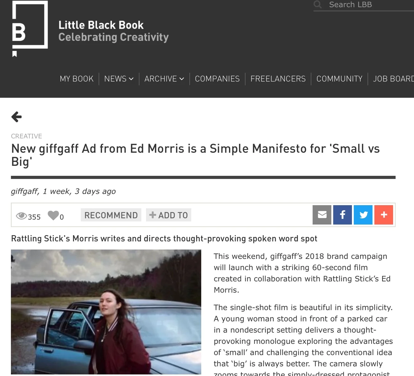 LBB: New giffgaff ad from Ed Morris is a Simple Manifesto for 'Small vs Big'