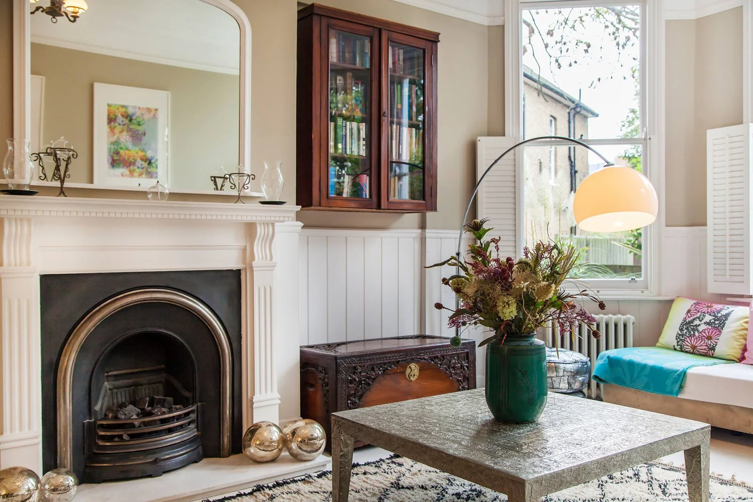 Living room with fireplace