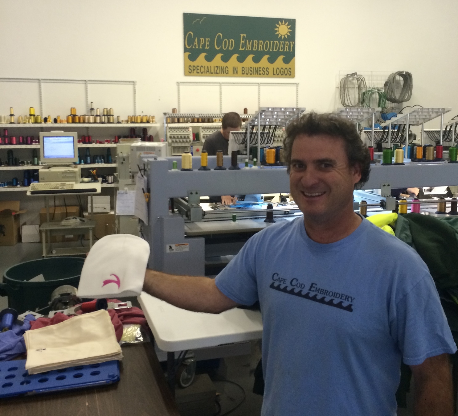 David Condon, owner of Cape Cod Embroidery, showing off the "Offseason" winter hat. Cape Cloth supports Cape Cod business!