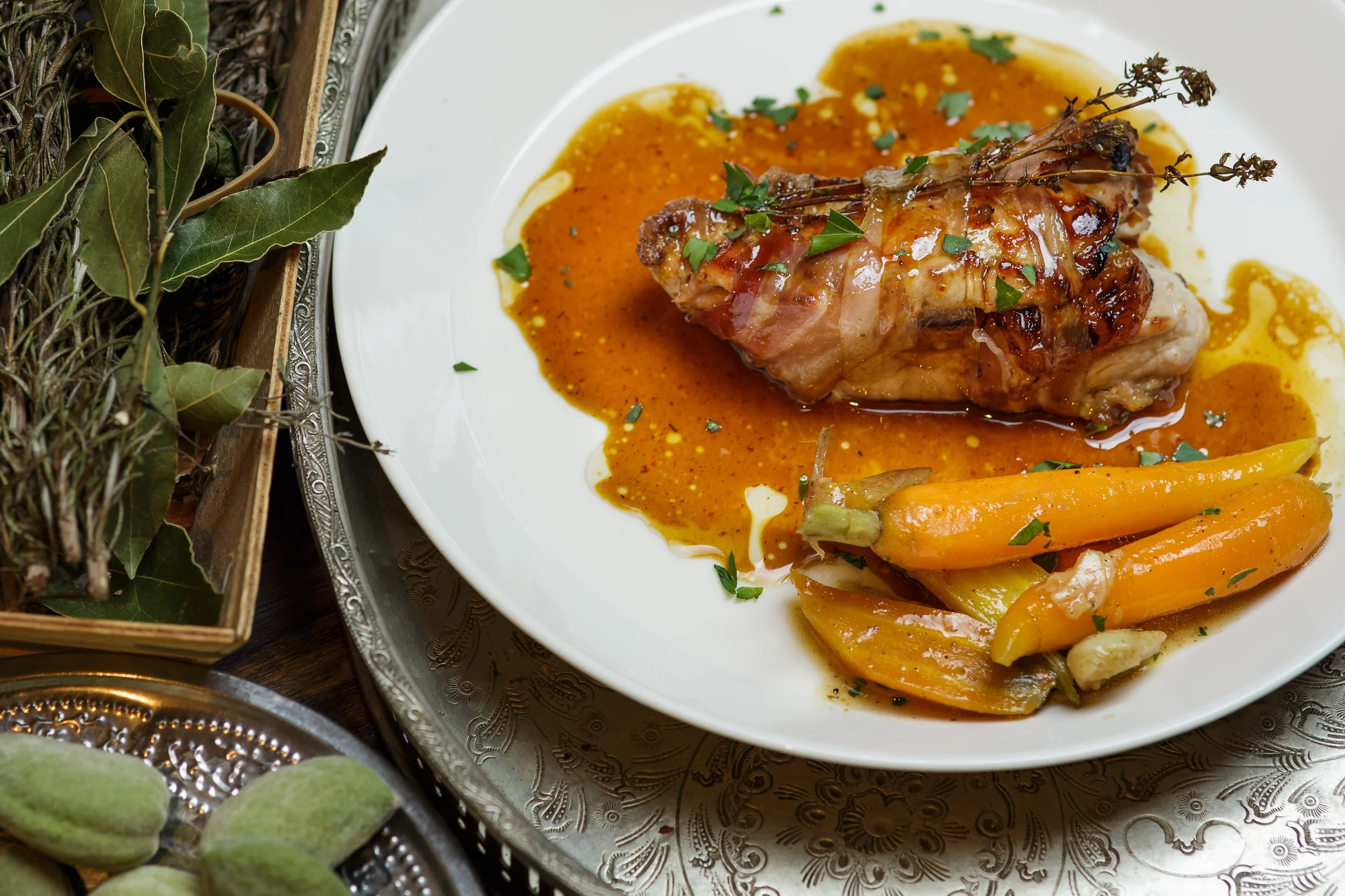 chicken with dried apricot and tender carrots. Image Valentine tchoukhounine