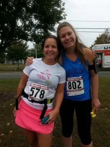 Stephanie (left) and her friend Mariah before the Harwich Half Marathon!