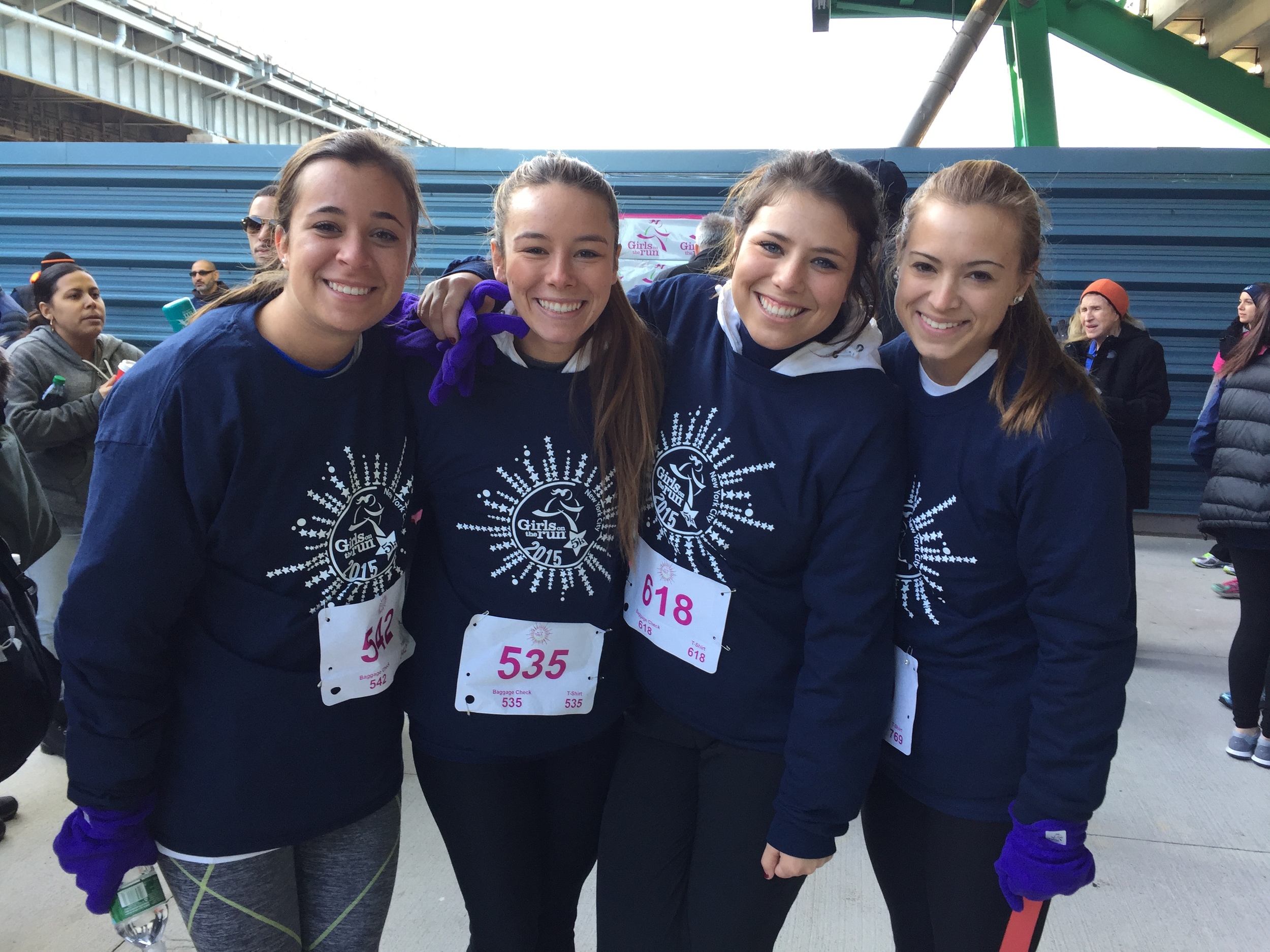 Sam , Emma , Maddie , and Joanne, Columbia University’s Gamma Phi Beta "We are volunteering through Gamma Phi Beta’s philanthropy. It’s really important to us. We did it last year as just a regular volunteer, and this year we’re running. GOTR represents some of the core values to our sorority. It’s one thing to just raise money, but to see how it impacts the girls by the looks on their faces is something different. Being this age is hard for girls – having a role model is so important. It’s good to be that for them."