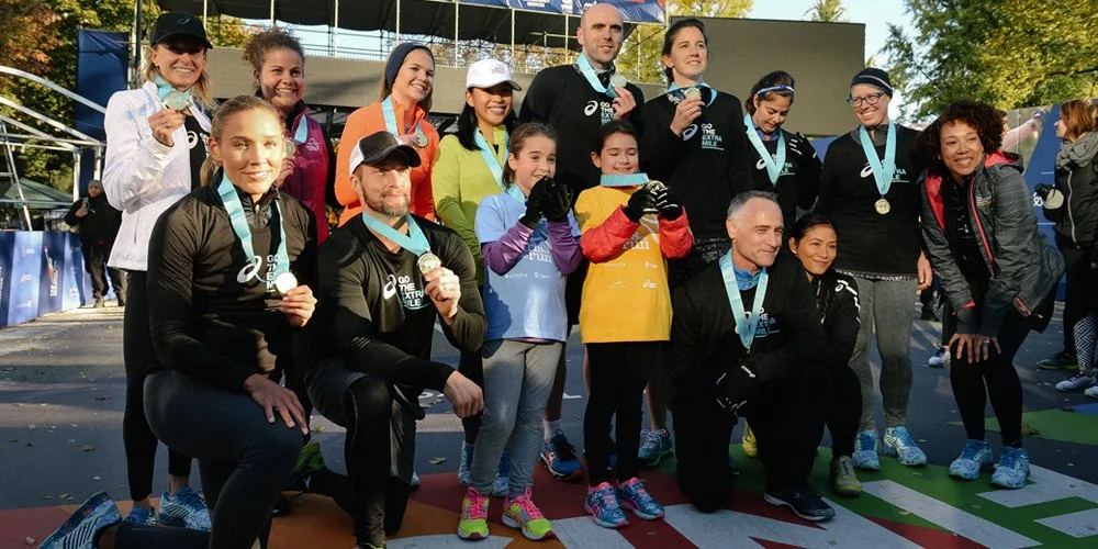 Our girls celebrated with ASICS athletes including Lolo Jones, Deena Kastor, and Gwen Jorgensen along with New York Road Runners President Michael Capiraso and ASICS VP of Marketing Roeya Vaughan.