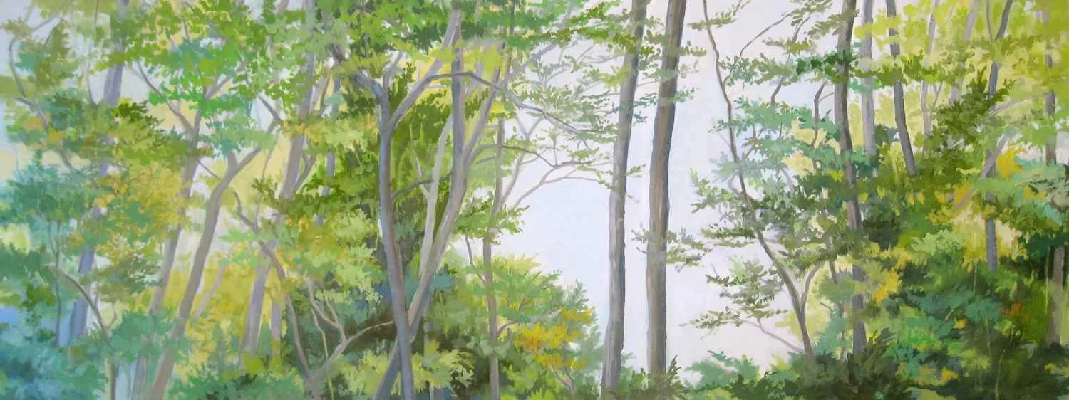 Amagansett Trees, 2010, oil on paper mounted on linen, 30x77"