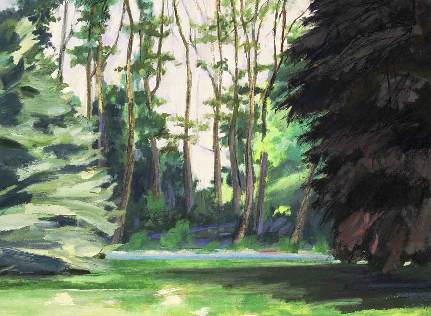 Locust Trees II, Amagansett, 1999, oil on paper, 22x30"