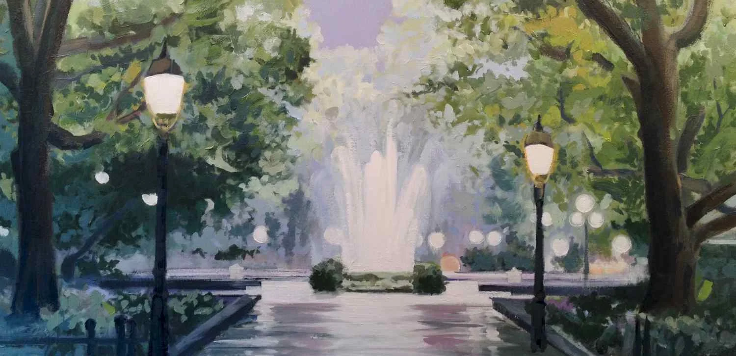Washington Square Park, 2013, oil on canvas, 15x30"