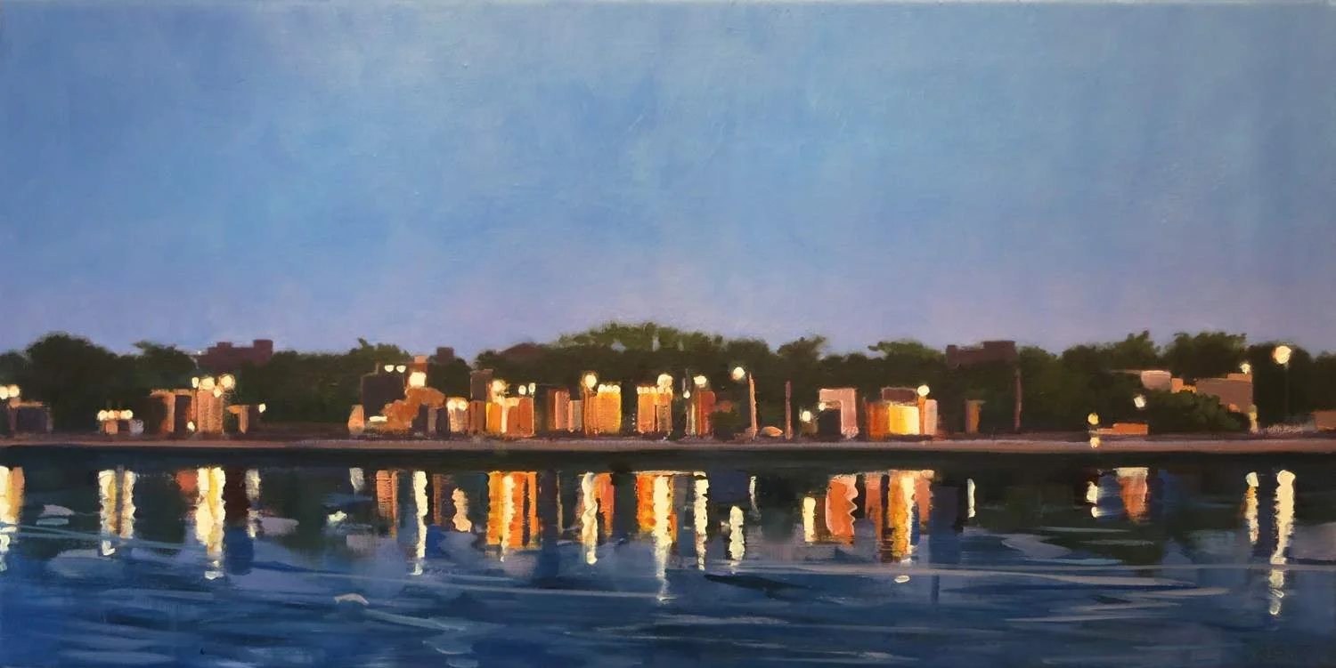 Sheepshead Bay, Dusk, 2013, oil on canvas, 15x30"